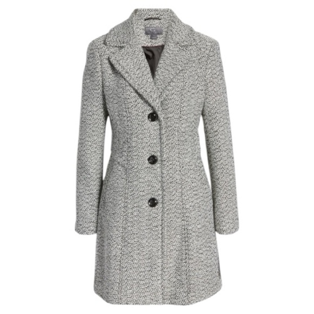 Gallery Tweed Wool-Blend Walker Coat Size XL